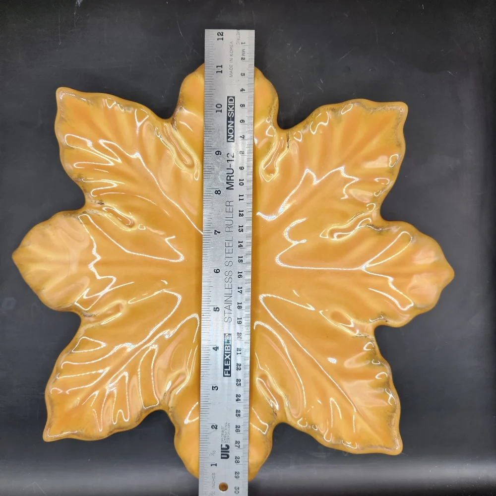 Skyros Designs Portugal Gold/Yellow Fall/Autumn Leaf Platter Hand Painted